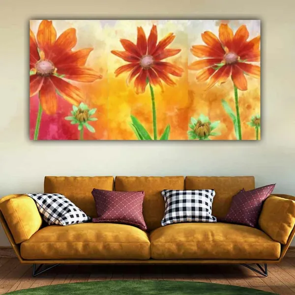 Multicolour_Beautiful_Sun_Flower_Painting_Canvas_Abstract_Modern_Art_Wall_Decor_Big_Large_Size_For_Living_Room_|_Bedroom_|_Home_Decoration_(48_By_24_Inches_|_120_By_60_Cm)_(With_Frame)