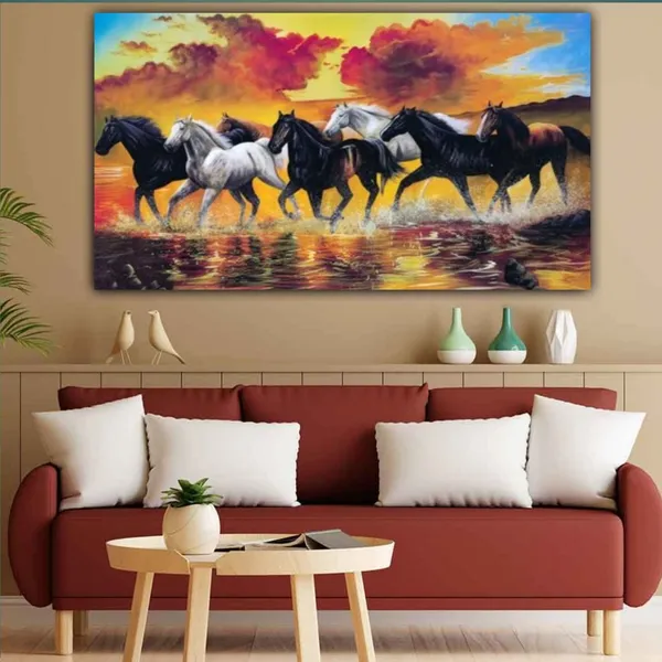Multicolour_Beautiful_Running_7_Horses_Vastu_Painting_Frame_For_Living_Room_Wall_Decoration_Big_Large_Size_Canvas_Modern_Wall_Art_For_Home_Decors_|_Drawing_Room_(48_By_24_Inches)