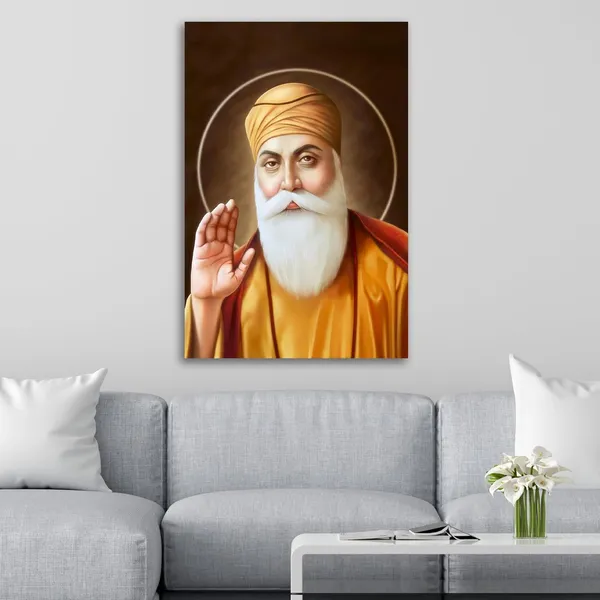 Multicolour_Guru_Nanak_Painting_Canvas_Wall_Frame_Wall_Decor,_Big_Size_Canvas_Painting_With_Frame_|_Canvas_Painting_|_Guru_Nanak_Dev_Ji_Painting_Portrait_(Ready_To_Hang)_(24_By_36_Inches)