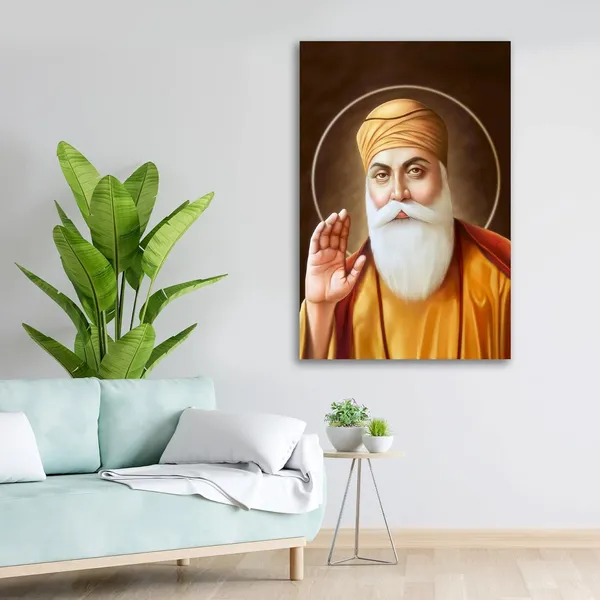 Multicolour_Guru_Nanak_Painting_Canvas_Wall_Frame_Wall_Decor,_Big_Size_Canvas_Painting_With_Frame_|_Canvas_Painting_|_Guru_Nanak_Dev_Ji_Painting_Portrait_(Ready_To_Hang)_(24_By_36_Inches)