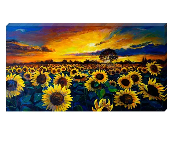 Multicolour_Canvas_Piantings_Flowers_Landscape_For_Living_Room_Wall_Decors_Drawing_Room_A_Sunflower_Field_Wall_Art_Big_Large_Size_Painting_With_Frame_For_Office_Walls_(48X24_Inches)