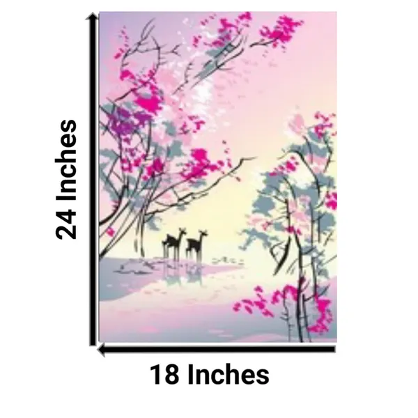 Multicolour_Beautiful_Deer_In_Forest_Canvas_Paintings_For_Living_Room_|_Hall_|_Home_Decoration_(With_Frame)_(18_By_24_Inches)