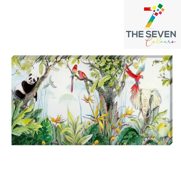 Multicolour_Beautiful_Canvas_Painting_Wildlife_Animals_And_A_Sleeping_Panda_In_A_Forest_Jungle_Landscape_Abstract_Modern_Wall_Art_Big_Large_Size_With_Wooden_Frame_(60_By_30_Inches)