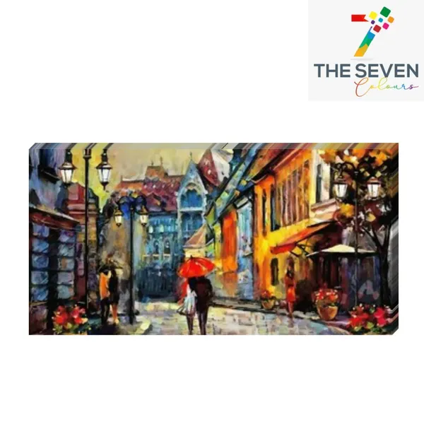 Multicolour_Beautiful_Couples_Walking_In_Rain_Landscape_Paintings_Canvas_Abstract_Modern_Wall_Art_Decor_Big_Large_Size_Painting_For_Living_Room_(With_Frame)_(48_By_24_Inches)