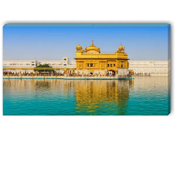 Multicolour_Beautiful_Golden_Temple_Harmandir_Sahib_Canvas_Painting_Frame(With_Wooden_Frame)_(48_By_24_Inches)