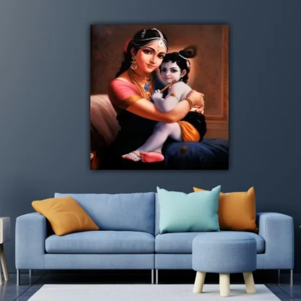 Multicolour_Lord_Krishna_Painting_With_Maa_Yasodha_Canvas_With_Frame_Painting_For_Living_Room_Wall_Decor_|_Canvas_Painting_|_Home_Decoration_(Ready_To_Hang)_(24_By_24_Inches)