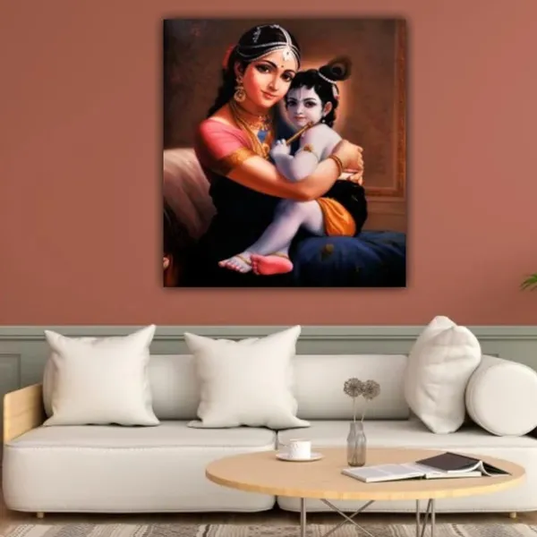 Multicolour_Lord_Krishna_Painting_With_Maa_Yasodha_Canvas_With_Frame_Painting_For_Living_Room_Wall_Decor_|_Canvas_Painting_|_Home_Decoration_(Ready_To_Hang)_(24_By_24_Inches)