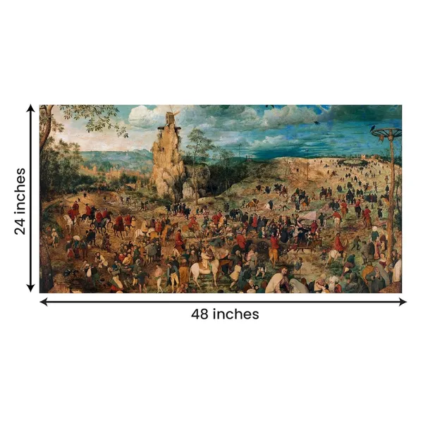 Multicolour_Beautiful_The_Procession_To_Calvary_By_Pieter_Brueghel_Canvas_Painting_Wall_Frame_Wall_Decor_For_Living_Room,_Modern_Art_Painting_(Ready_To_Hang)_(48_By_24_Inches)