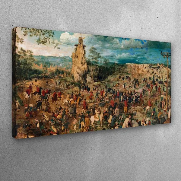 Multicolour_Beautiful_The_Procession_To_Calvary_By_Pieter_Brueghel_Canvas_Painting_Wall_Frame_Wall_Decor_For_Living_Room,_Modern_Art_Painting_(Ready_To_Hang)_(48_By_24_Inches)