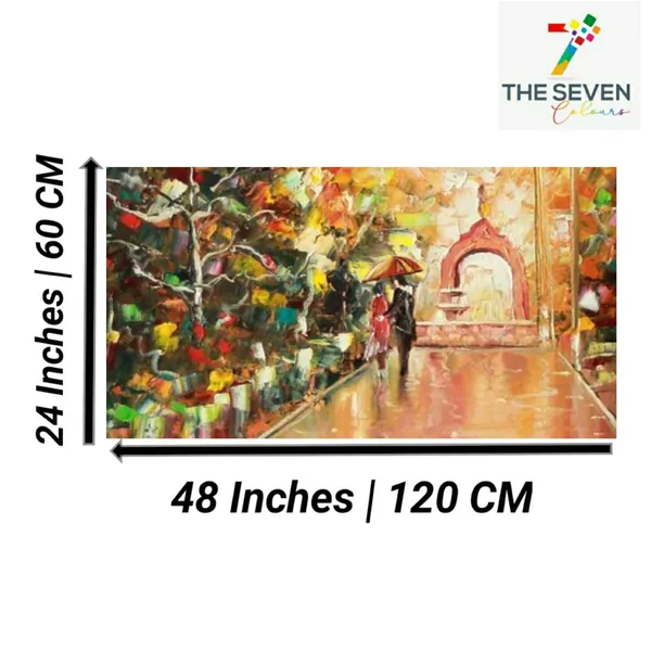 Multicolour_Beautiful_Couples_Walking_On_Rainy_Street_Painting_Canvas_Abstract_Modern_Wall_Art_Decor_Large_Size_Frame_(With_Wooden_Frame)_(48_By_24_Inches_|_120_By_60_Inches)