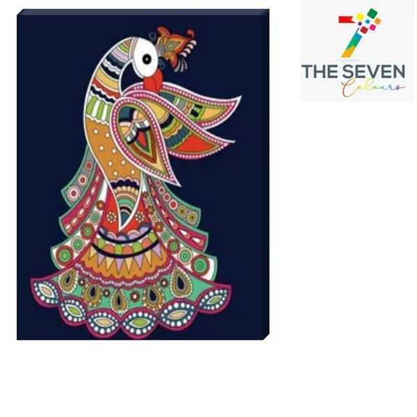 Multicolour_Beautiful_Madhubani_Style_Peacock_Paintings_Modern_Wall_Art_Decor_Canvas_Paintings_For_Living_Room_|_Bedroom_|_Home_Decoration_(With_Frame)_(24_By_48_Inches_|_60_By_120_Cm)