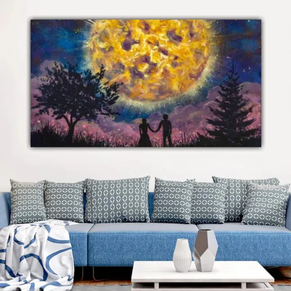 Multicolour_Landscape_Couples_Canvas_Painting_Wall_Frame_Wall_Decor_For_Living_Room_|_Couples_In_Night_Sky_Canvas_Painting_(Ready_To_Hang)_(48_By_24_Inches)