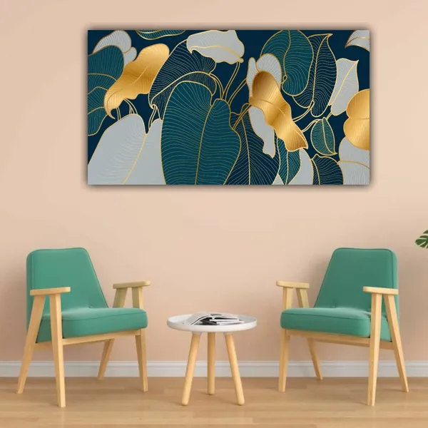 Multicolour_Abstract_Canvas_Painting_With_Frame_For_Wall_Decoration_Monstera_Leaves_Big_Large_Size_Wall_Painting_For_Living_Room_|_Bedroom_|_Office_|_Home_Decors_(60_By_30_Inches)
