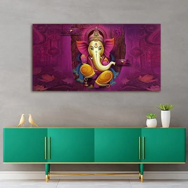 Multicolour_Beautiful_Lord_Ganesha_Painting_Canvas_Wall_Frame_For_Living_Room_Wall_Decor_|_Lord_Ganesh_Ji_Ganpati_Painting_With_Frame_|_Canvas_Painting_(Ready_To_Hang)_(48_By_24_Inches)