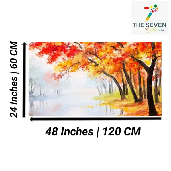 Multicolour_Beautiful_Trees_Near_River_Bank_Landscape_Paintings_Canvas_Abstract_Modern_Wall_Art_Decor_Big_Large_Size_Painting_For_Living_Room_(With_Frame)_(48_By_24_Inches)