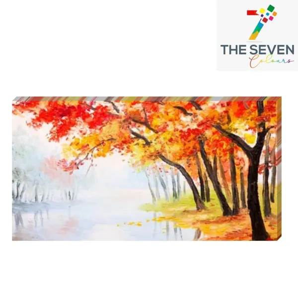 Multicolour_Beautiful_Trees_Near_River_Bank_Landscape_Paintings_Canvas_Abstract_Modern_Wall_Art_Decor_Big_Large_Size_Painting_For_Living_Room_(With_Frame)_(48_By_24_Inches)