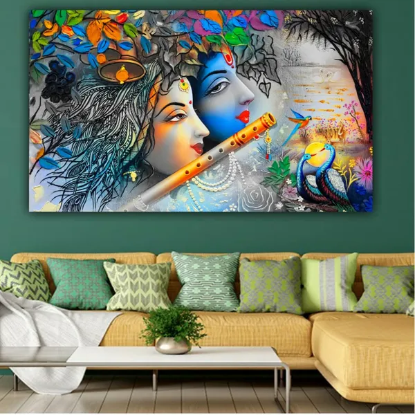 Multicolour_Beautiful_Krishna_And_Radha_Canvas_Painting_(With_Frame)_(60_By_30_Inches)
