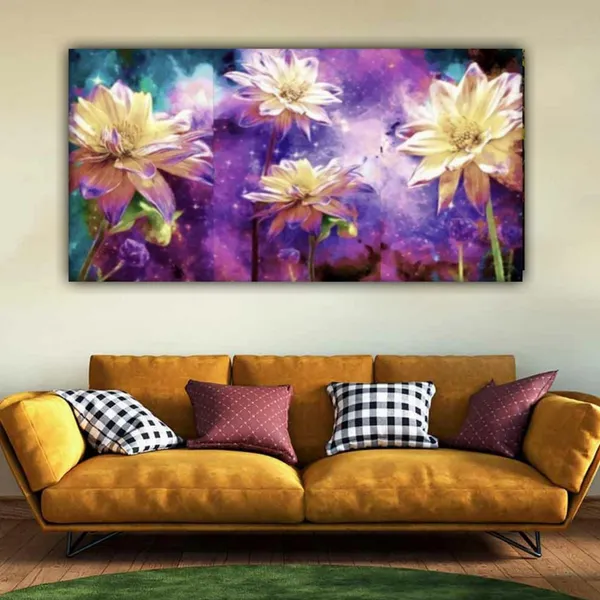 Multicolour_Beautiful_Flower_Painting_Art_Canvas_Abstract_Modern_Wall_Decor_Big_Large_Size_Floral_Frame_For_Living_Room_|_Bedroom_(48_By_24_Inches_|_120_By_60_Cm)_(With_Frame)