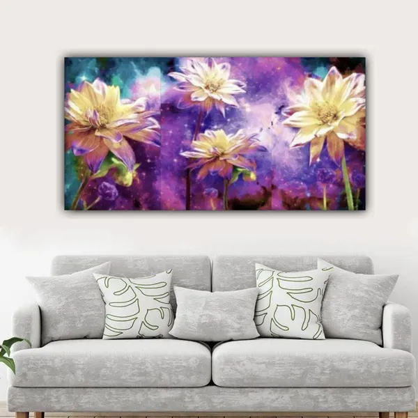 Multicolour_Beautiful_Flower_Painting_Art_Canvas_Abstract_Modern_Wall_Decor_Big_Large_Size_Floral_Frame_For_Living_Room_|_Bedroom_(48_By_24_Inches_|_120_By_60_Cm)_(With_Frame)