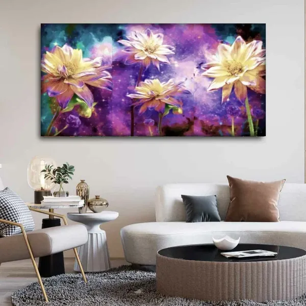 Multicolour_Beautiful_Flower_Painting_Art_Canvas_Abstract_Modern_Wall_Decor_Big_Large_Size_Floral_Frame_For_Living_Room_|_Bedroom_(48_By_24_Inches_|_120_By_60_Cm)_(With_Frame)