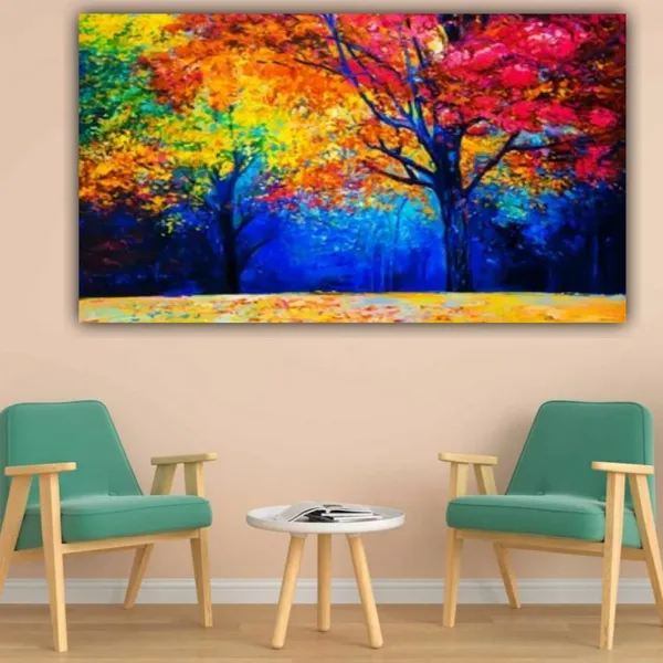 Multicolour_Beautiful_Colourful_Trees_Landscape_Paintings_Canvas_Abstract_Modern_Wall_Art_Decor_Big_Large_Size_Painting_For_Living_Room_(With_Wooden_Frame)_(60_By_30_Inches)