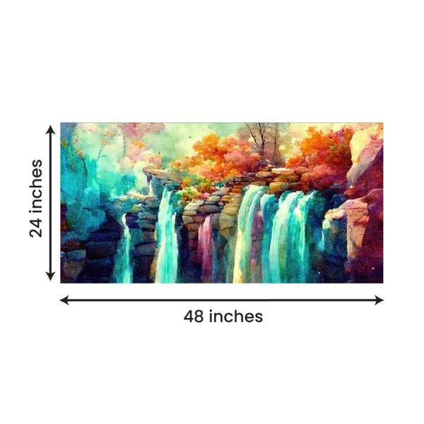 Multicolour_Beautiful_Waterfall_Scenery_Canvas_Painting_Wall_Frame_Wall_Decor_For_Living_Room,_Modern_Art_Painting_(Ready_To_Hang)_(48_By_24_Inches)
