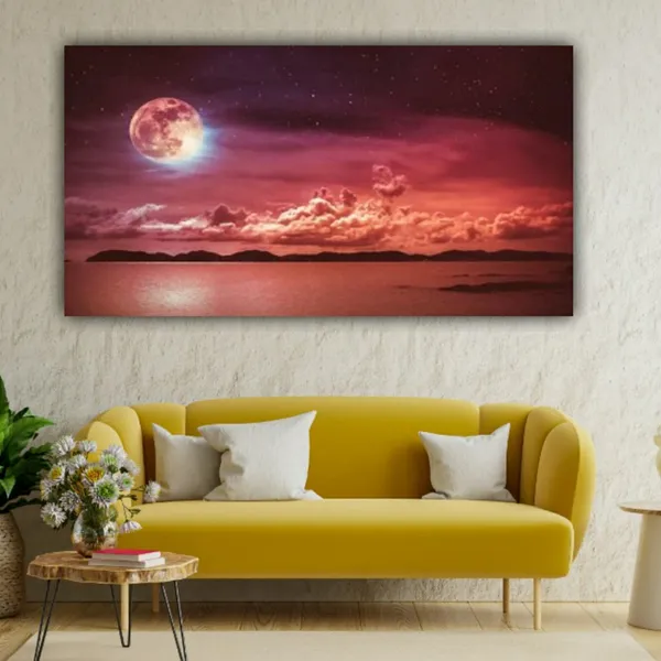 Multicolour_Beautiful_Canvas_Paintings_Full_Moon_Modern_Wall_Art_Decor_Big_Large_Size_Painting_For_Living_Room_|_Bedroom_(With_Frame)_(48_By_24_Inches_|_120_By_60_Cm)