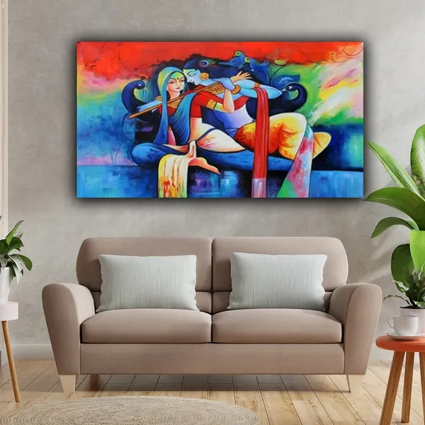 Multicolour_Beautiful_Madhubani_Radha_Krishna_Painting_With_Frame_For_Living_Room_Wall_Decor_Big_Size_Large_Photo_Home_Decoration_|_Bedroom_|_Office_Walls_(60_By_30_Inches)