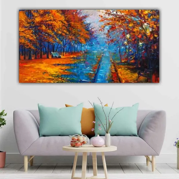 Multicolour_Beautiful_Autumn_Trees_Forest_Landscape_Paintings_Canvas_Modern_Wall_Art_Decor_Big_Large_Size_Paintings_For_Living_Room_|_Bedroom_|_Office_Walls_(With_Frame)_(48_By_24_Inches)