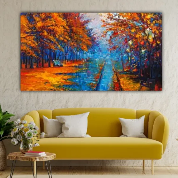Multicolour_Beautiful_Autumn_Trees_Forest_Landscape_Paintings_Canvas_Modern_Wall_Art_Decor_Big_Large_Size_Paintings_For_Living_Room_|_Bedroom_|_Office_Walls_(With_Frame)_(48_By_24_Inches)