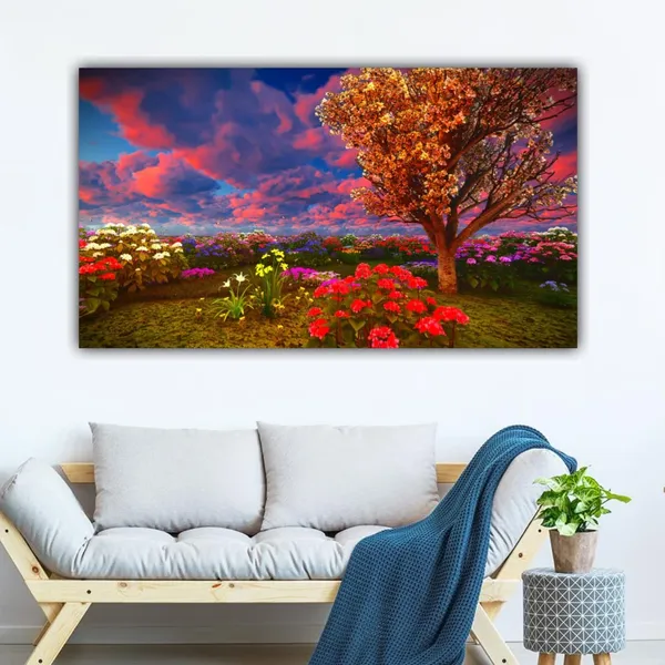 Multicolour_Beautiful_Canvas_Paintings_Autumn_Colorful_Flowers_Landscape_Modern_Wall_Art_Decor_Abstract_Designs_Big_Large_Size_Paintings_(With_Frame)_(48_By_24_Inches_|_120_By_60_Cm)