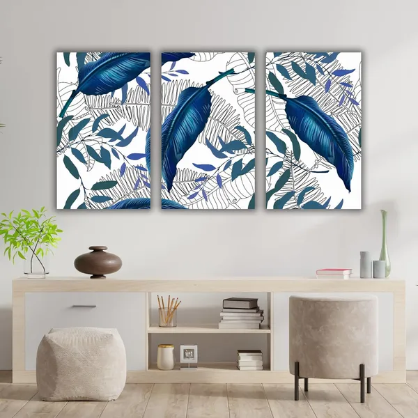 Multicolour_Beautiful_Canvas_Paintings_Floral_Pattern_Abstract_Modern_Wall_Art_For_Living_Room_Multi_Frame_Pack_Of_3_(With_Frame)_(12_By_24_Inches_Each)