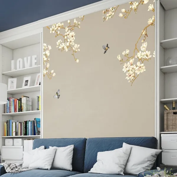 Multicolour_Premium_Two_Birds_Yellow_White_Flower_Artful_Wallpaper_For_Living_Room,_Bedroom_|_Self_Adhesive_Just_Peel_And_Stick_Wallpaper_For_Office_Wall_Decors