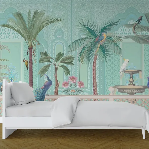 Multicolour_Indian_Anciant_Peacock_White_Parrot_Wallpaper_For_Living_Room,_Bedroom_|_Self_Adhesive_Just_Peel_And_Stick_Wallpaper_For_Office_Wall_Decors