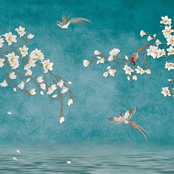 Multicolour_Premium_Happy_Birds_In_Blue_River_Wallpaper_For_Living_Room,_Bedroom_|_Self_Adhesive_Just_Peel_And_Stick_Wallpaper_For_Office_Wall_Decors