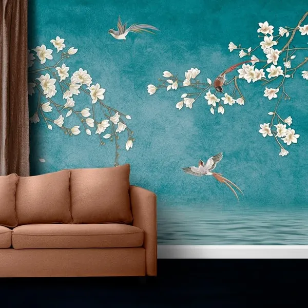 Multicolour_Premium_Happy_Birds_In_Blue_River_Wallpaper_For_Living_Room,_Bedroom_|_Self_Adhesive_Just_Peel_And_Stick_Wallpaper_For_Office_Wall_Decors