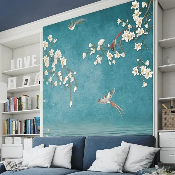 Multicolour_Premium_Happy_Birds_In_Blue_River_Wallpaper_For_Living_Room,_Bedroom_|_Self_Adhesive_Just_Peel_And_Stick_Wallpaper_For_Office_Wall_Decors