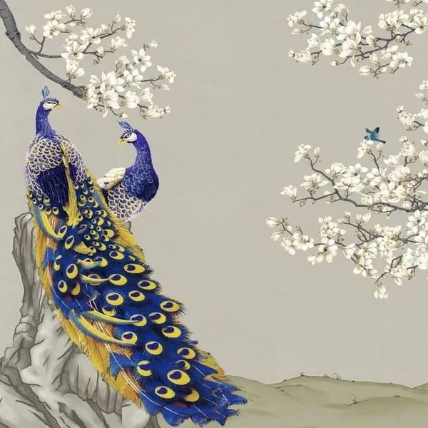 Multicolour_Premium_Two_Love_Peacock_Peahen_Wallpaper_For_Living_Room,_Bedroom_|_Self_Adhesive_Just_Peel_And_Stick_Wallpaper_For_Office_Wall_Decors
