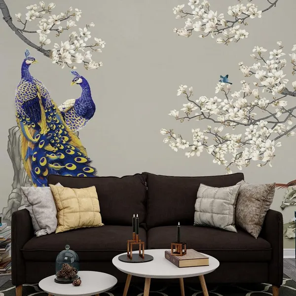 Multicolour_Premium_Two_Love_Peacock_Peahen_Wallpaper_For_Living_Room,_Bedroom_|_Self_Adhesive_Just_Peel_And_Stick_Wallpaper_For_Office_Wall_Decors