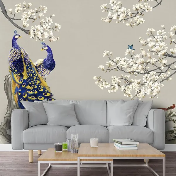 Multicolour_Premium_Two_Love_Peacock_Peahen_Wallpaper_For_Living_Room,_Bedroom_|_Self_Adhesive_Just_Peel_And_Stick_Wallpaper_For_Office_Wall_Decors