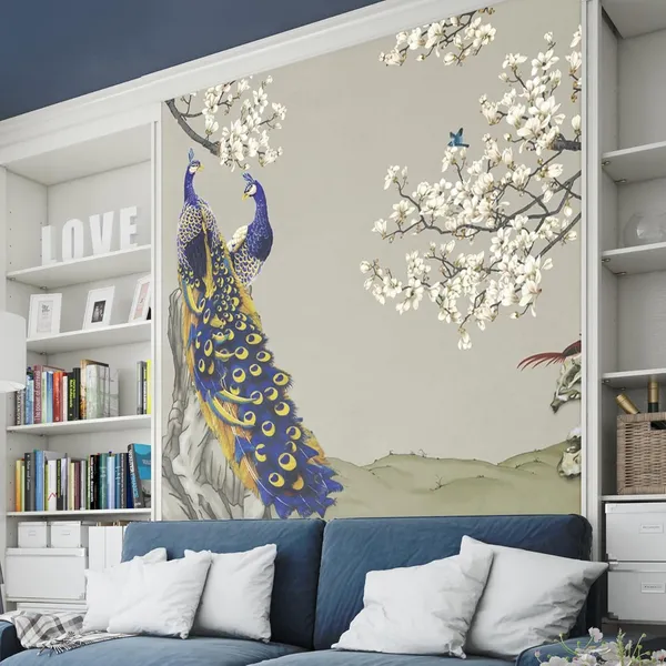 Multicolour_Premium_Two_Love_Peacock_Peahen_Wallpaper_For_Living_Room,_Bedroom_|_Self_Adhesive_Just_Peel_And_Stick_Wallpaper_For_Office_Wall_Decors