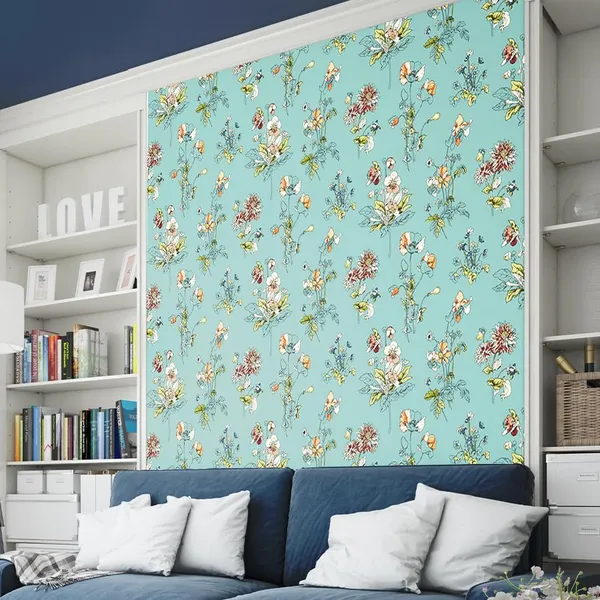 Multicolour_Multiple_Flower_Blue_Wallpaper_For_Living_Room,_Bedroom_|_Self_Adhesive_Just_Peel_And_Stick_Wallpaper_For_Office_Wall_Decors
