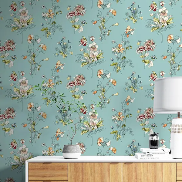 Multicolour_Multiple_Flower_Blue_Wallpaper_For_Living_Room,_Bedroom_|_Self_Adhesive_Just_Peel_And_Stick_Wallpaper_For_Office_Wall_Decors