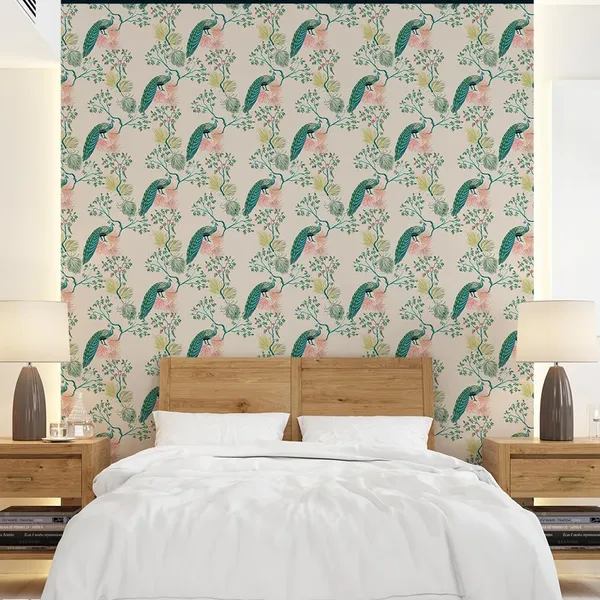 Multicolour_Peacocks_Pink_Wallpaper_For_Living_Room,_Bedroom_|_Self_Adhesive_Just_Peel_And_Stick_Wallpaper_For_Office_Wall_Decors