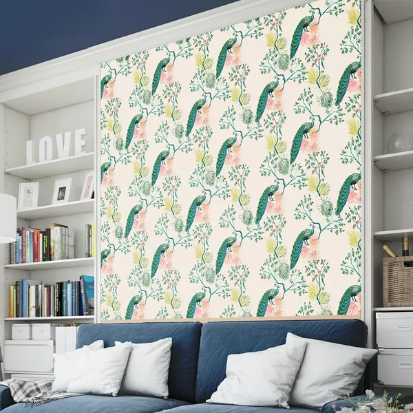 Multicolour_Peacocks_Pink_Wallpaper_For_Living_Room,_Bedroom_|_Self_Adhesive_Just_Peel_And_Stick_Wallpaper_For_Office_Wall_Decors