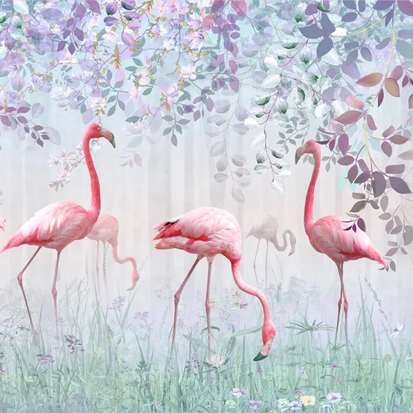 Multicolour_Pink_Six_Swan_In_Forest_Wallpaper_For_Living_Room,_Bedroom_|_Self_Adhesive_Just_Peel_And_Stick_Wallpaper_For_Office_Wall_Decors