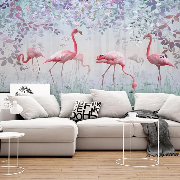 Multicolour_Pink_Six_Swan_In_Forest_Wallpaper_For_Living_Room,_Bedroom_|_Self_Adhesive_Just_Peel_And_Stick_Wallpaper_For_Office_Wall_Decors