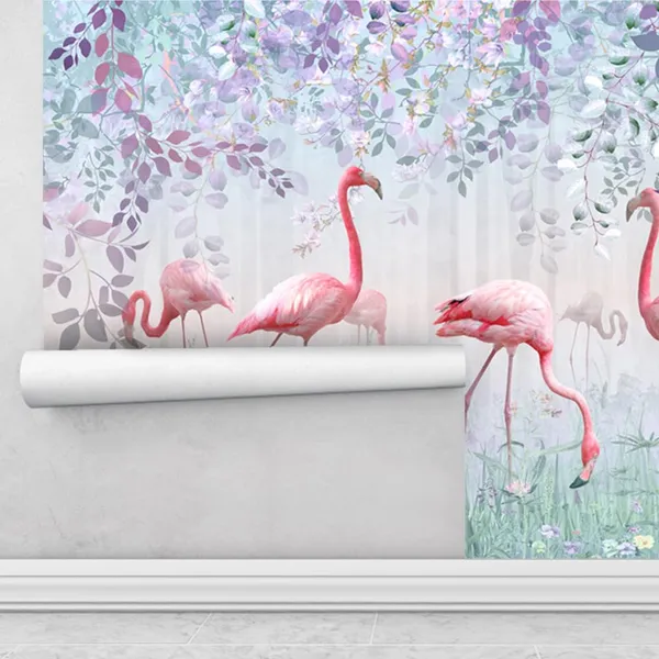Multicolour_Pink_Six_Swan_In_Forest_Wallpaper_For_Living_Room,_Bedroom_|_Self_Adhesive_Just_Peel_And_Stick_Wallpaper_For_Office_Wall_Decors