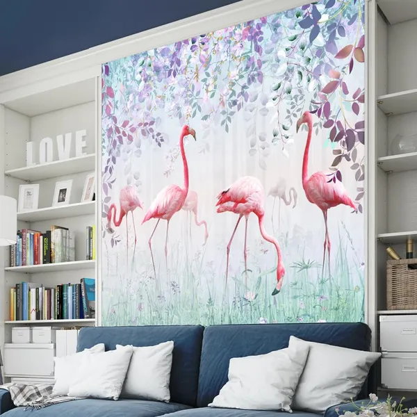 Multicolour_Pink_Six_Swan_In_Forest_Wallpaper_For_Living_Room,_Bedroom_|_Self_Adhesive_Just_Peel_And_Stick_Wallpaper_For_Office_Wall_Decors