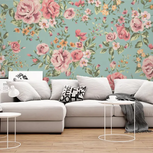 Multicolour_Pink_Flower_Blue_Wallpaper_For_Living_Room,_Bedroom_|_Self_Adhesive_Just_Peel_And_Stick_Wallpaper_For_Office_Wall_Decors
